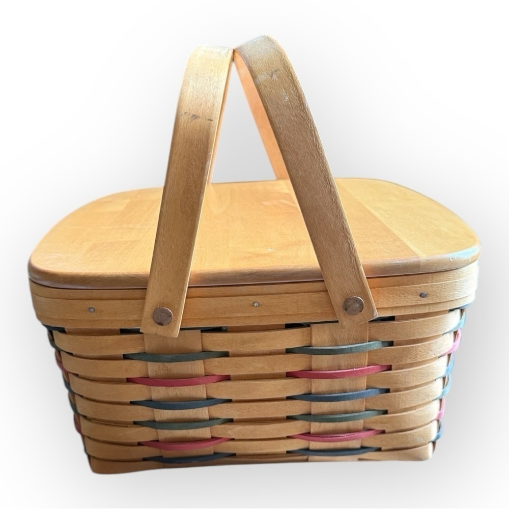 Longaberger 1998 12" x 12" Cake Basket W/ Protector & Wooden Lid